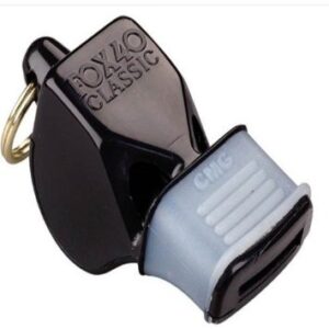 Fox40 CLASSIC Black Whistle with Protector & Breakaway Lanyard