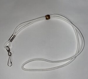 Lanyard with Wooden Slide in White
